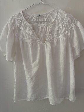 Old Navy White Gauze V-Neck Peasant Blouse